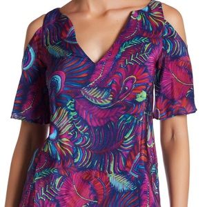 Nanette Lenore Bird Song Silk Cold Shoulder Top